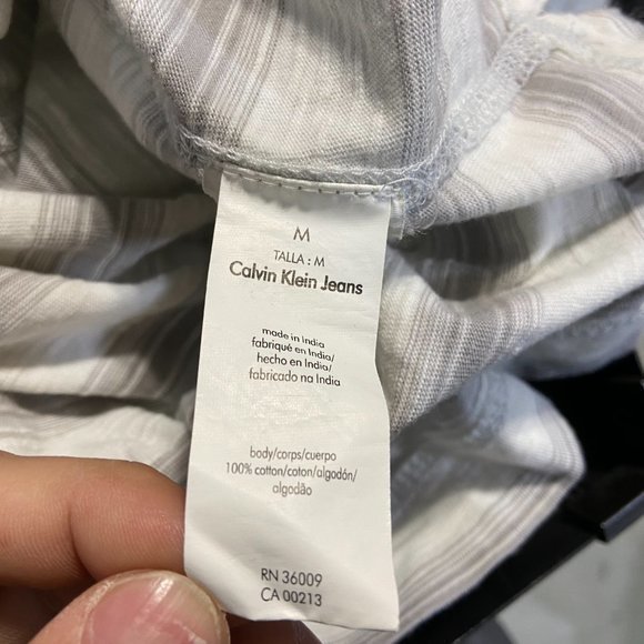Calvin Klein White Grey Striped Polo Shirt LIKE NEW - Picture 3 of 4